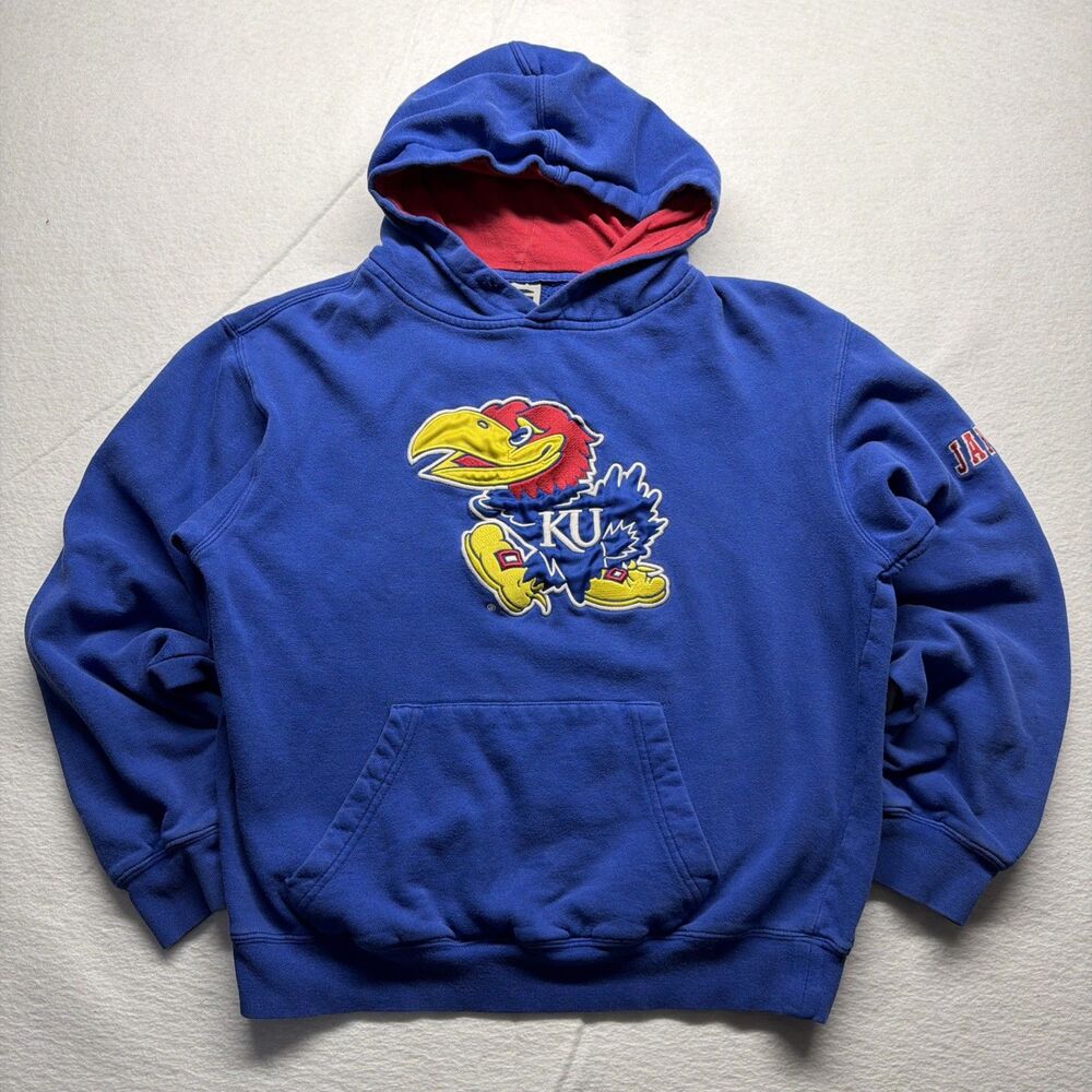 Vintage Y2K Stadium Athletics Kansas Jayhawks Embroidered Sweatshirt Blue Small